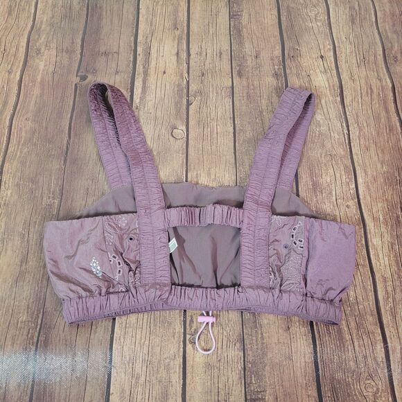 Free People Movement Sports Bra Purple S Eyelet Drawstring Nylon Elastic - Picture 4 of 11